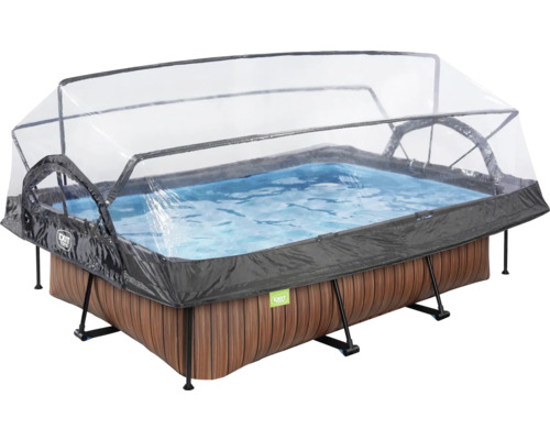EXIT WoodPool rechthoekige opzetzwembadset 300x200x65 cm inclusief cartridgefiltersysteem & houtlook afdekking