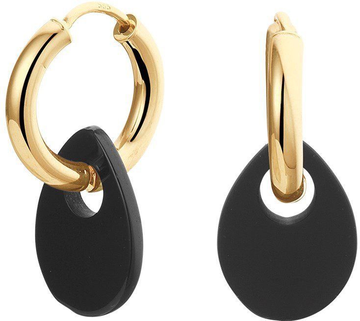 Geelgouden Klapoorringen onyx 4023214