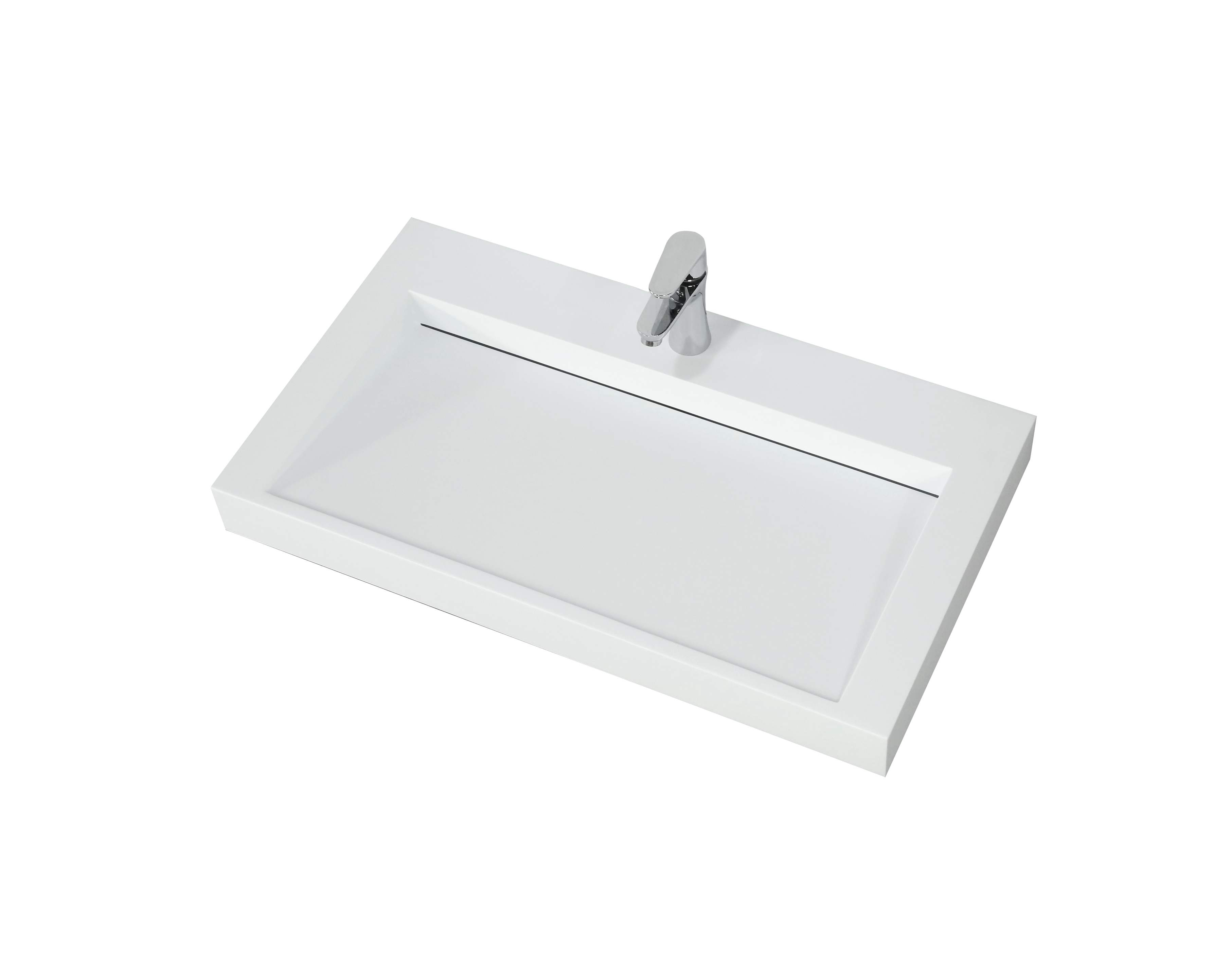 Saniclear Hoya solid surface wastafel 80x45,5cm met kraangat mat wit