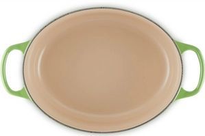 Le Creuset Braadpan Signature Ovaal Bamboo – Ø 29 cm / 4,7 Liter – Ovale Gietijzeren Stoofpan in Limited Bamboo Green – Ideaal voor Grote Braten en Gevogelte – Voor Inductie, Gas, Elektrisch en Oven – Stijlvol en Efficiënt in Gebruik