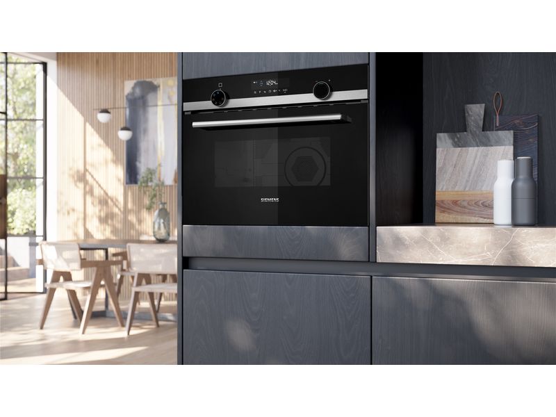 Siemens Einbaumikrowelle iQ500 CM585AGS1 Edelstahl Einbau-Mikrowellengerät mit Heissluft