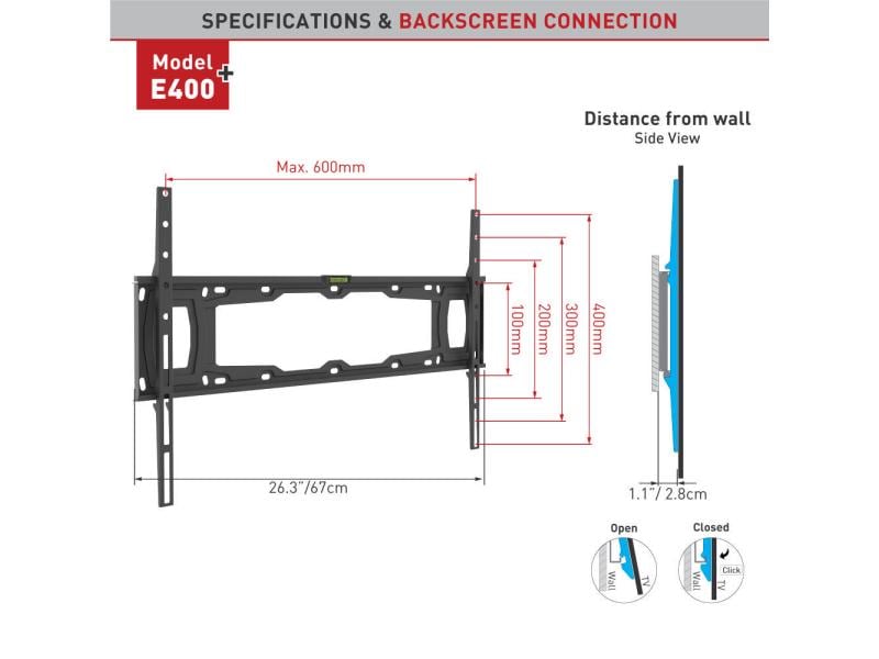 Barkan Wandhalterung WH E400 Schwarz Fixe Wandhalterung
