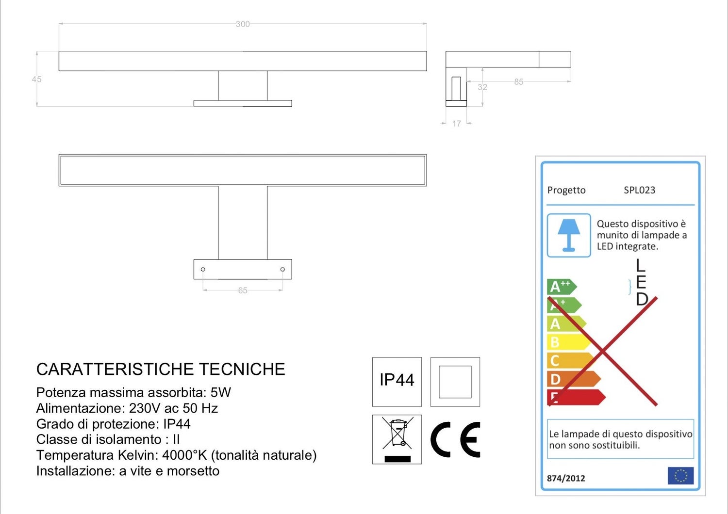 30cm LED-lamp voor badkamerspiegel