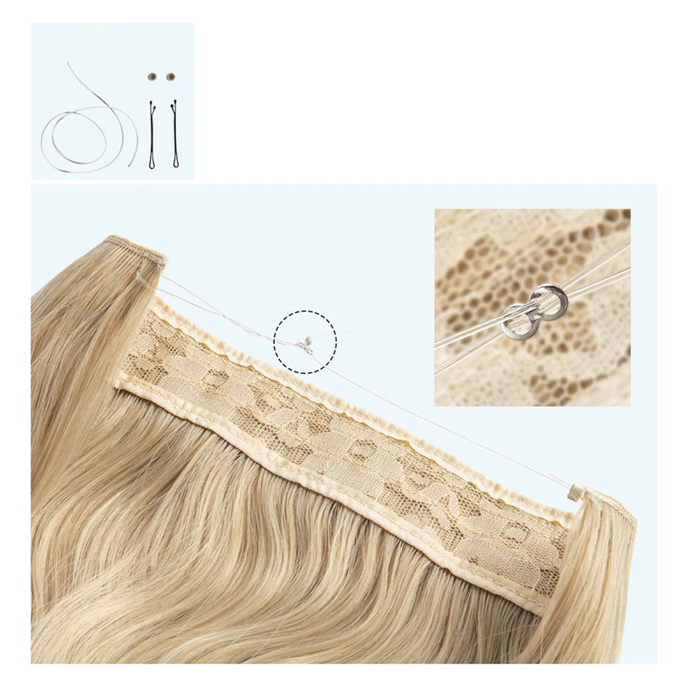 (55cm) Kunsthaar Extensions Halo-Haarverlängerung ohne Clip - Schokobraun