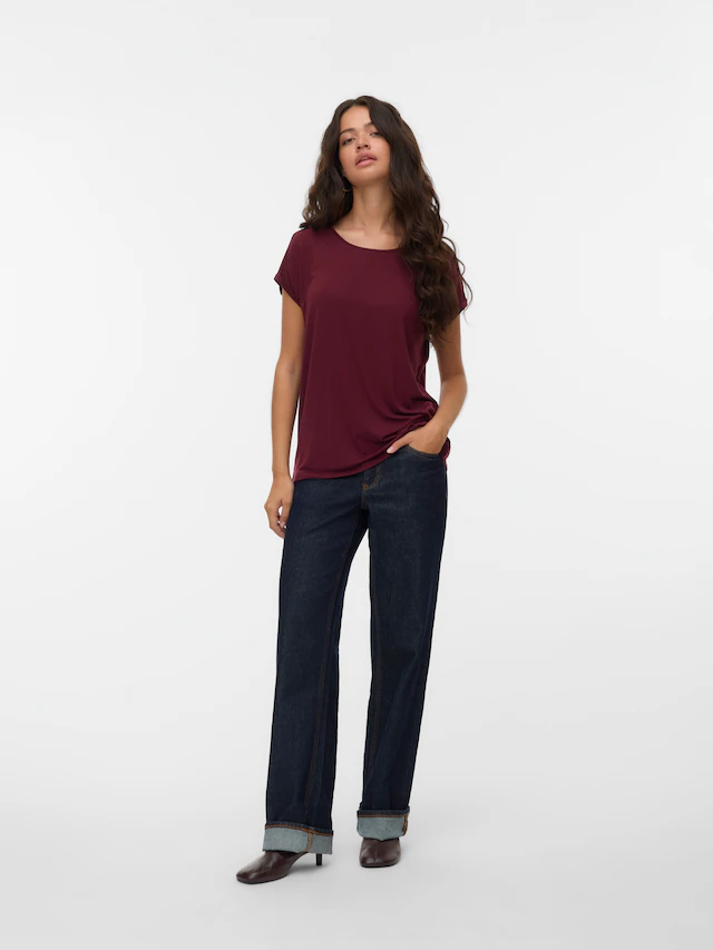 Vero Moda Rundhalsshirt »VMAVA PLAIN SS TOP GAJRS NOOS«