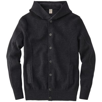 Herrenstrickjacke mit Kapuze, Dunkelgrau