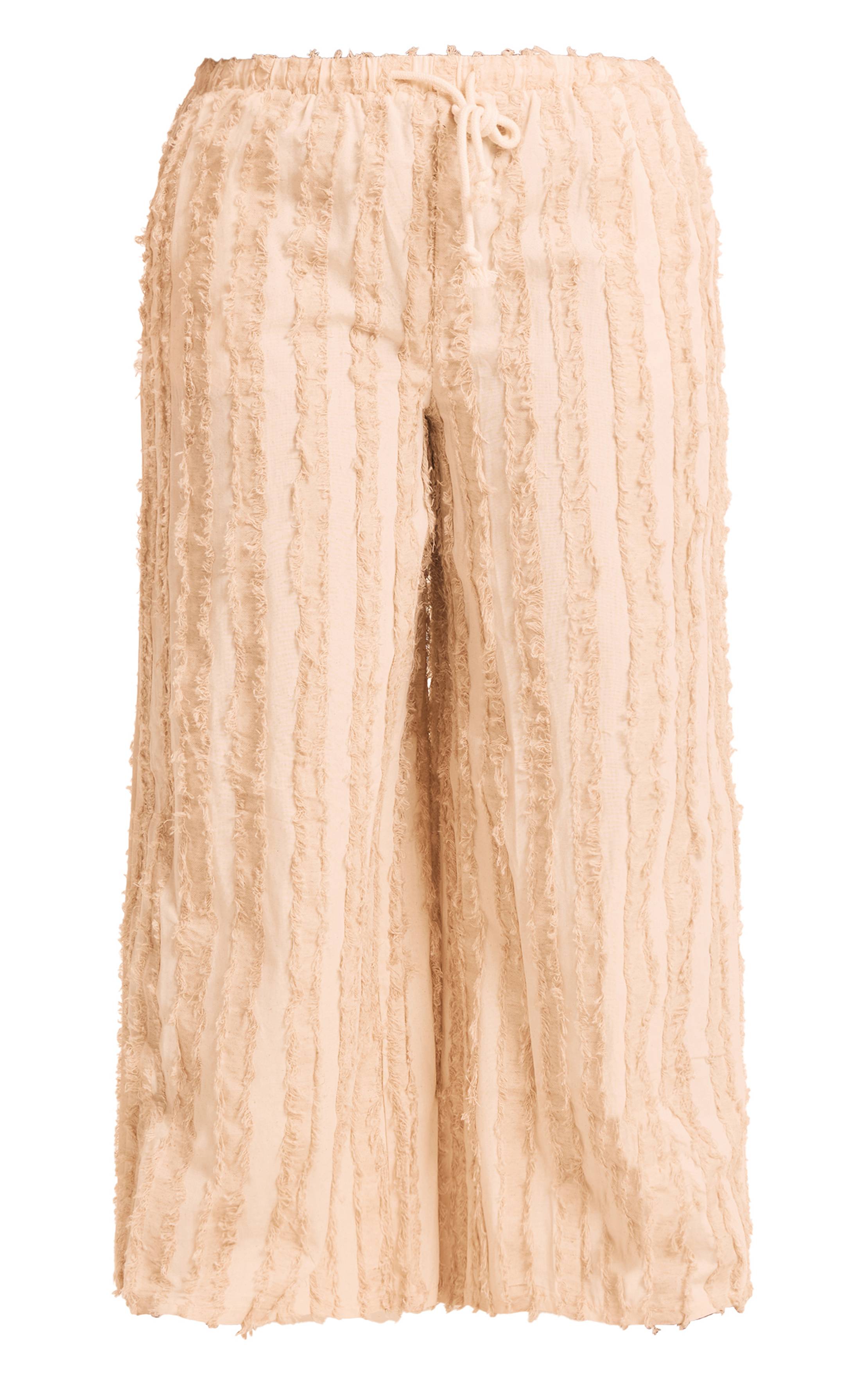 Gris Pierre Pantalon De Plage Grande Taille En Lin Effiloché À Jambes Larges
