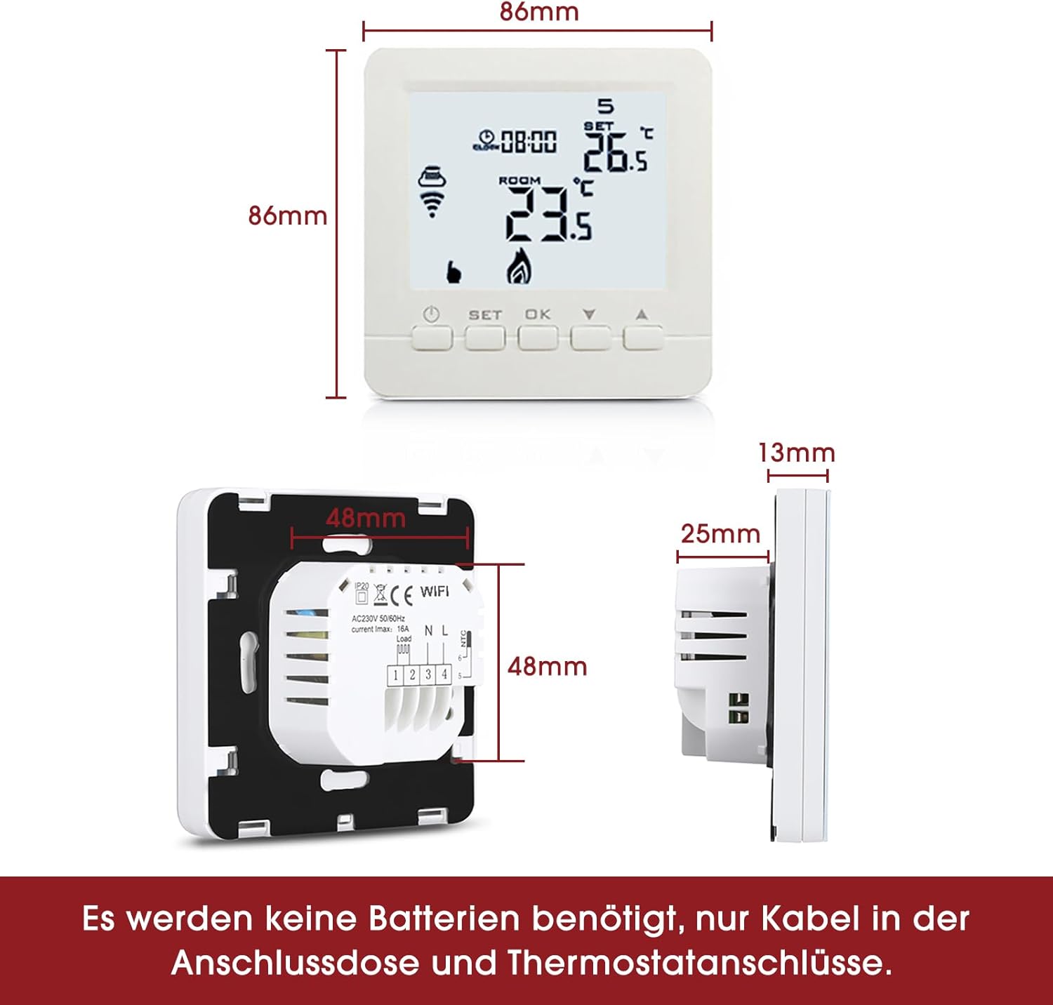 Infrarotheizung Deckenmontage mit Thermostat 860W, Infrarot Deckenheizung mit Überhitzungsschutz, Heizplatte Heizkörper Heizpaneel, Elektroheizung Energiesparend-1230 * 630mm