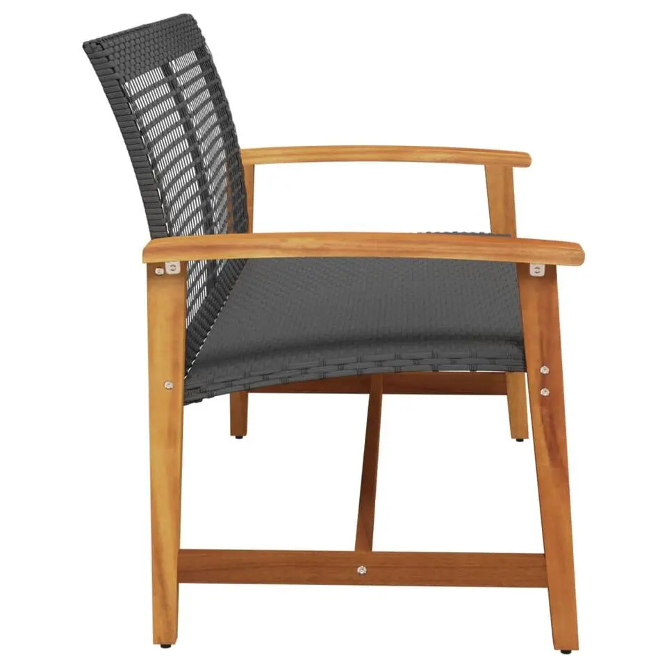 vidaXL - Tuinbank - Zwart - Poly rattan en acaciahout - 112 cm
