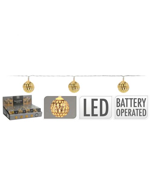 Homestyle Kerstballen Slinger - Kerstversiering - Goud 10 led