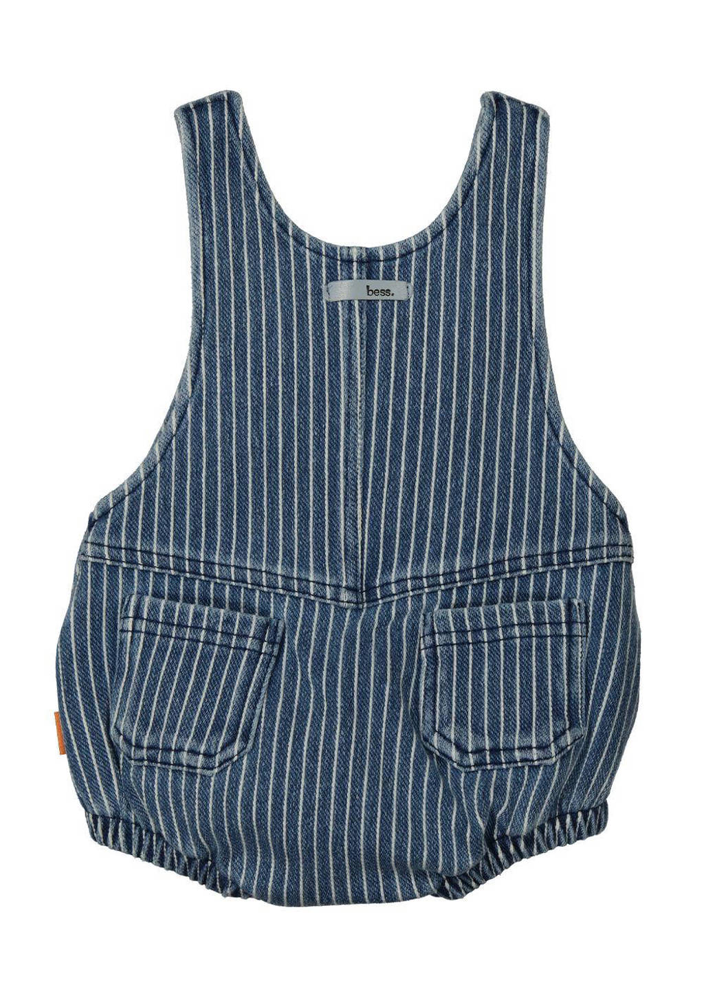 BESS baby gestreepte tuinbroek blauw/wit