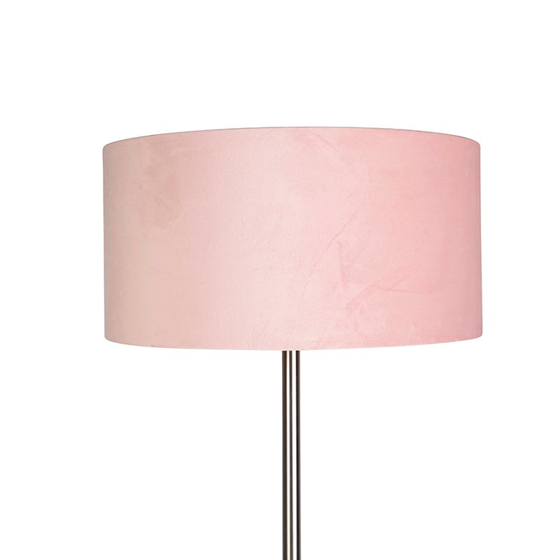 Vloerlamp staal met roze kap 50 cm - Simplo