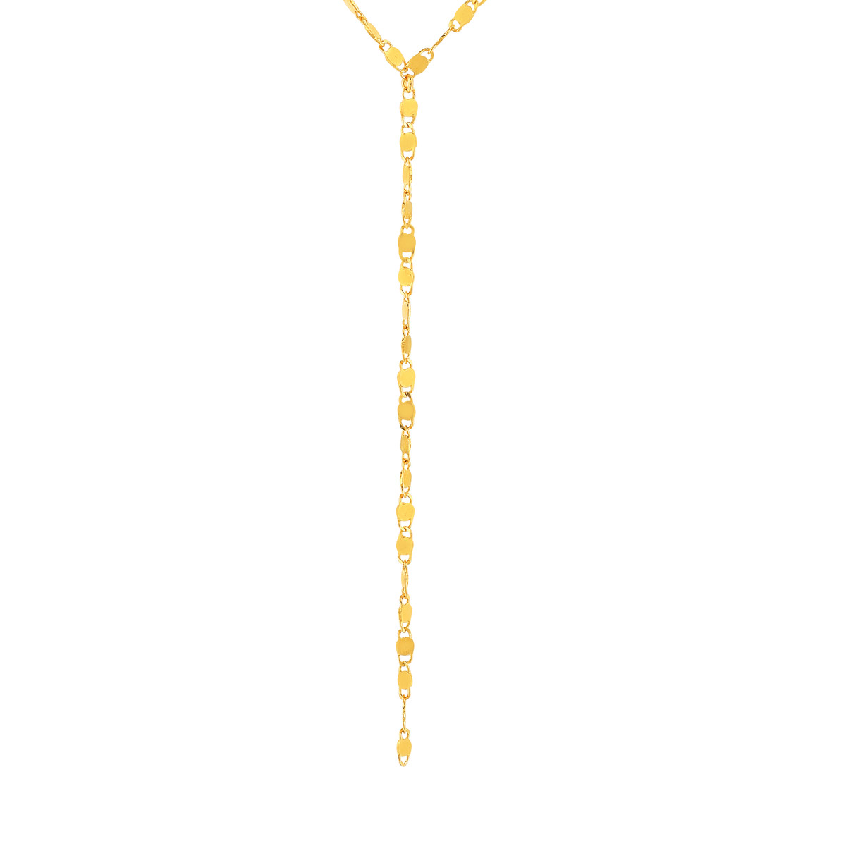 Collier plaqué or en forme Y maille plate 40 à 45 cm