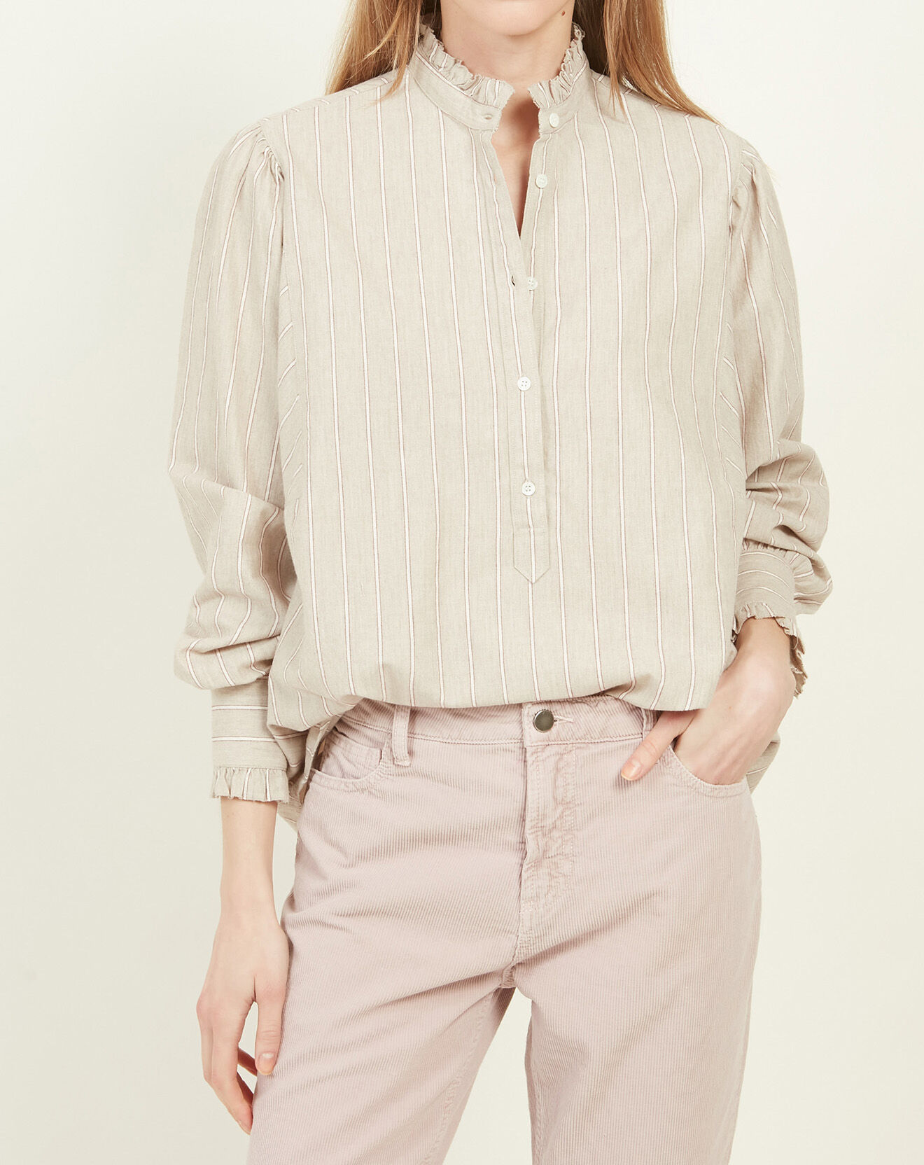 Hartford Blouse Hyper beige/rouge