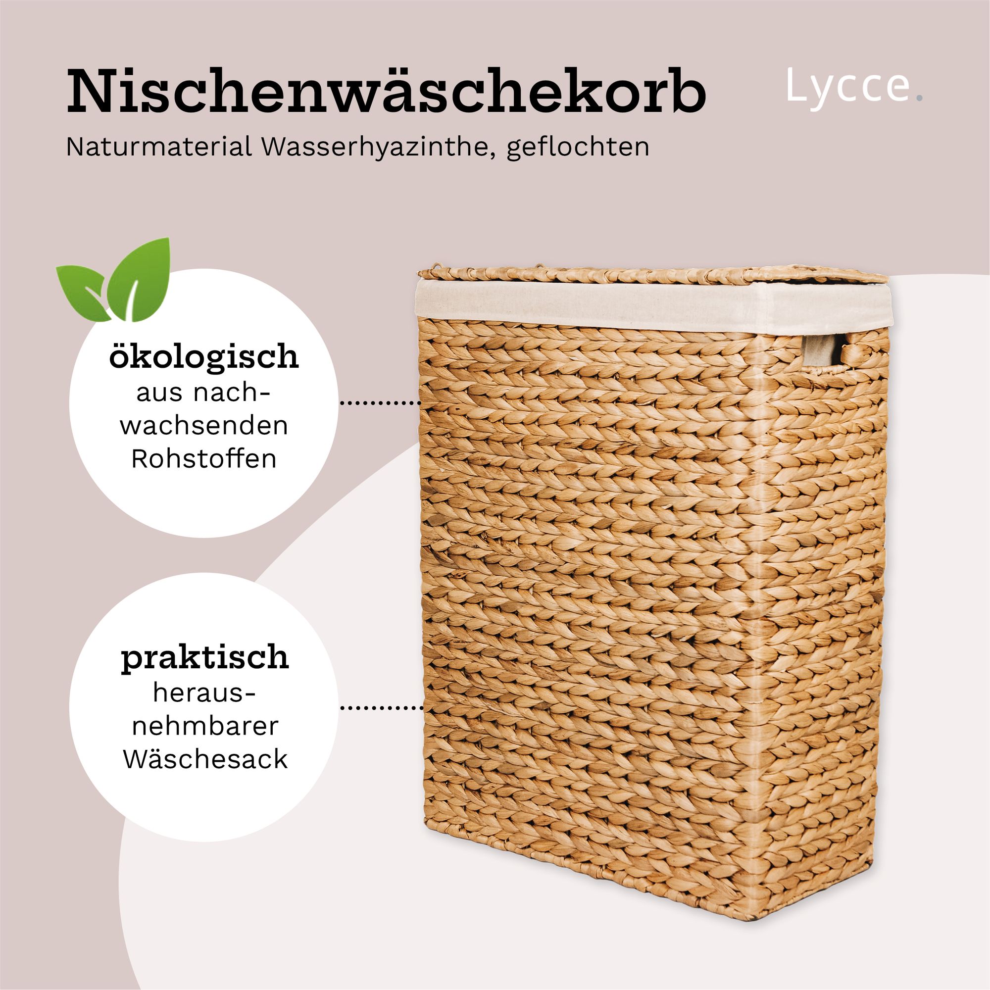 Lycce Nischenwäschekorb aus Wasserhyazinthe geflochten, in drei Größen