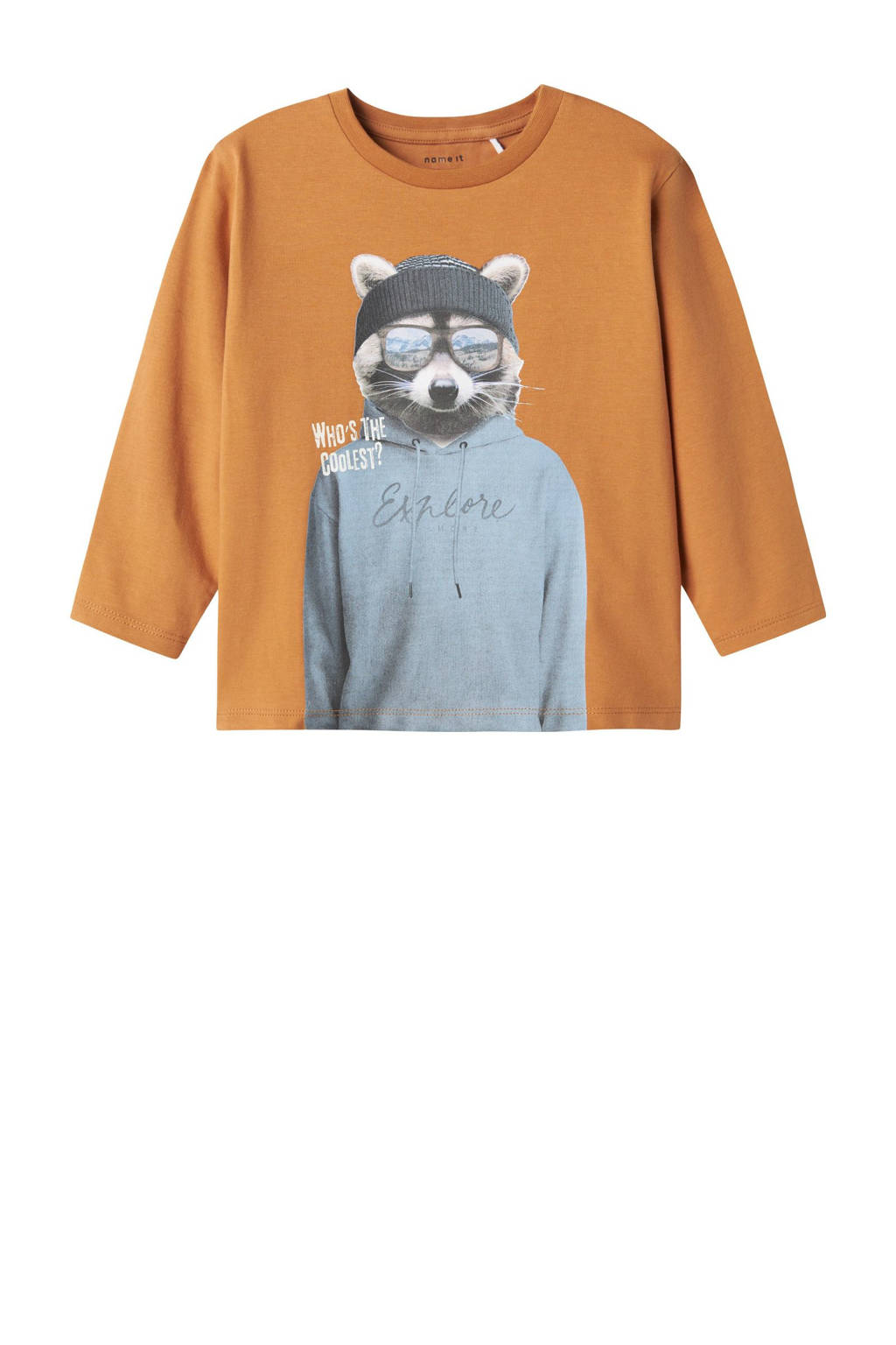NAME IT longsleeve NMMOBINNA met printopdruk bruin