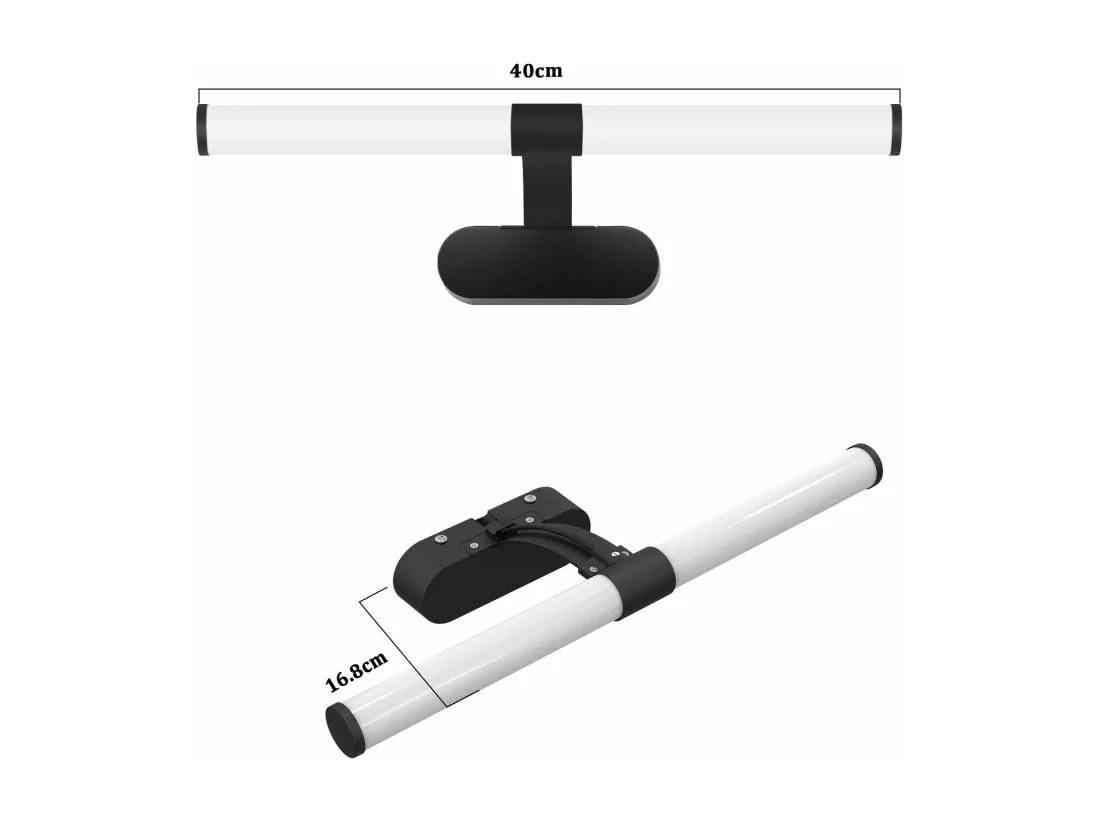NETTLIFE Applique LED salle de bain ，lampe miroir LED, lumière blanche neutre 4000 Kelvin, 6W, étanche IP44, largeur 400mm,noire