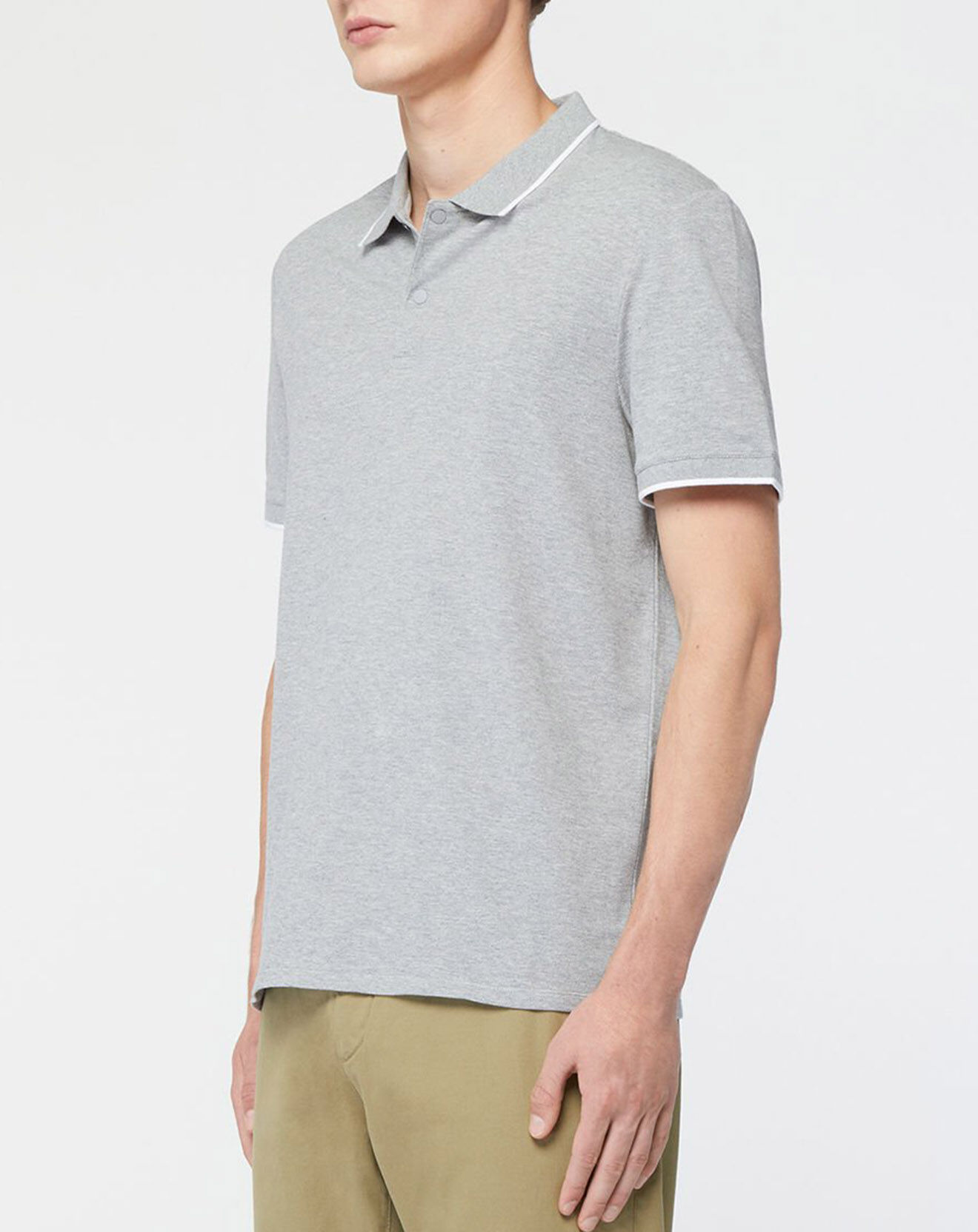 Galeries Lafayette Polo slim en Coton bio Doslim gris chiné