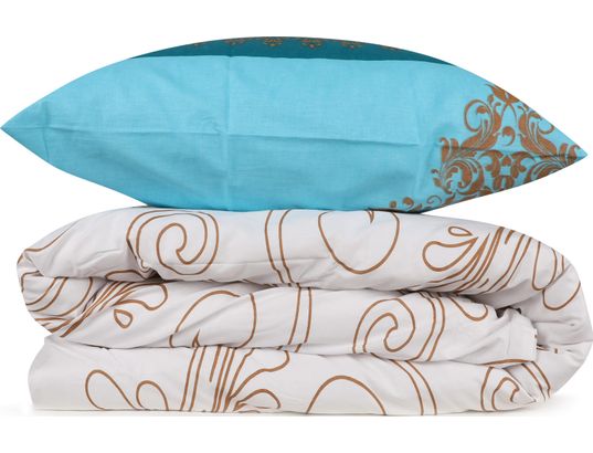 CONCEPT1 - Parure de lit housse de couette Katre 240x220cm + 2 taies 60x60 turquoise