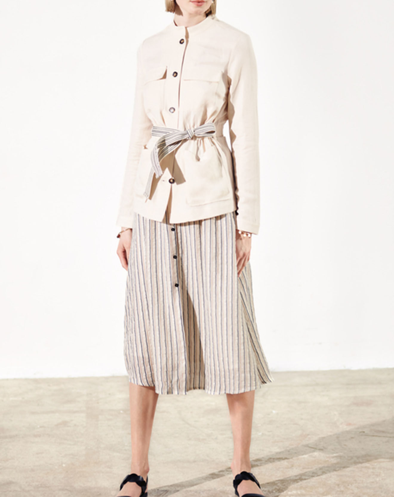 Caroll Jupe Beth à rayures beige