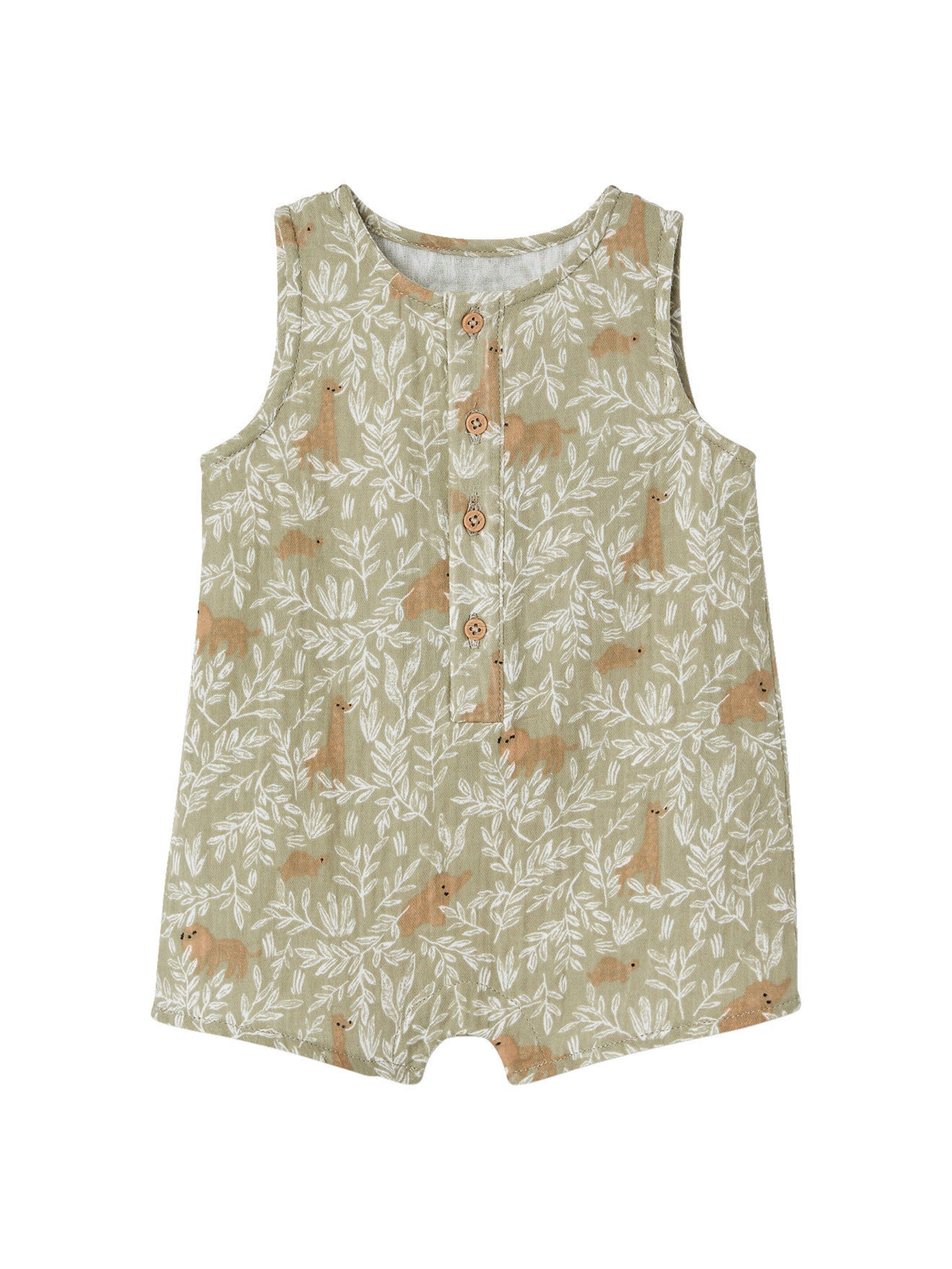 Vertbaudet Baby Kurzoverall mit Dschungelprint khaki