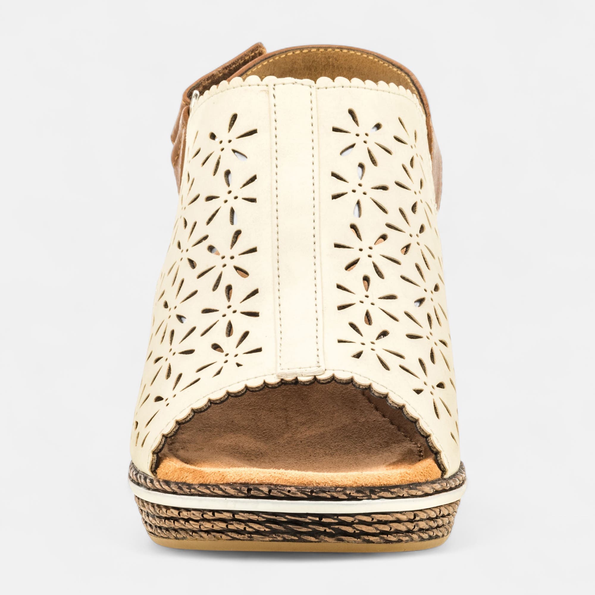 Nu-pieds à talon compensé Femme beige