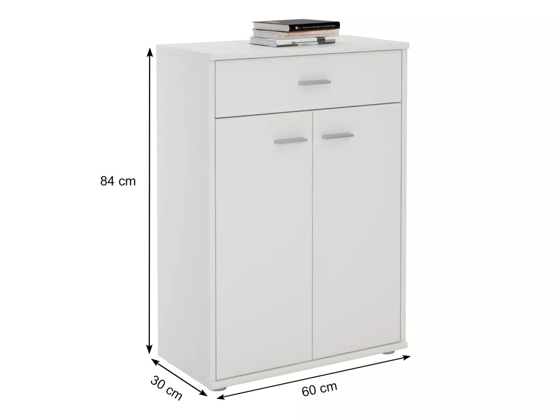 Buffet salle à manger CALAIS L 60 cm blanc avec 1 tiroir et 2 portes, bahut bas, meuble de rangement style moderne