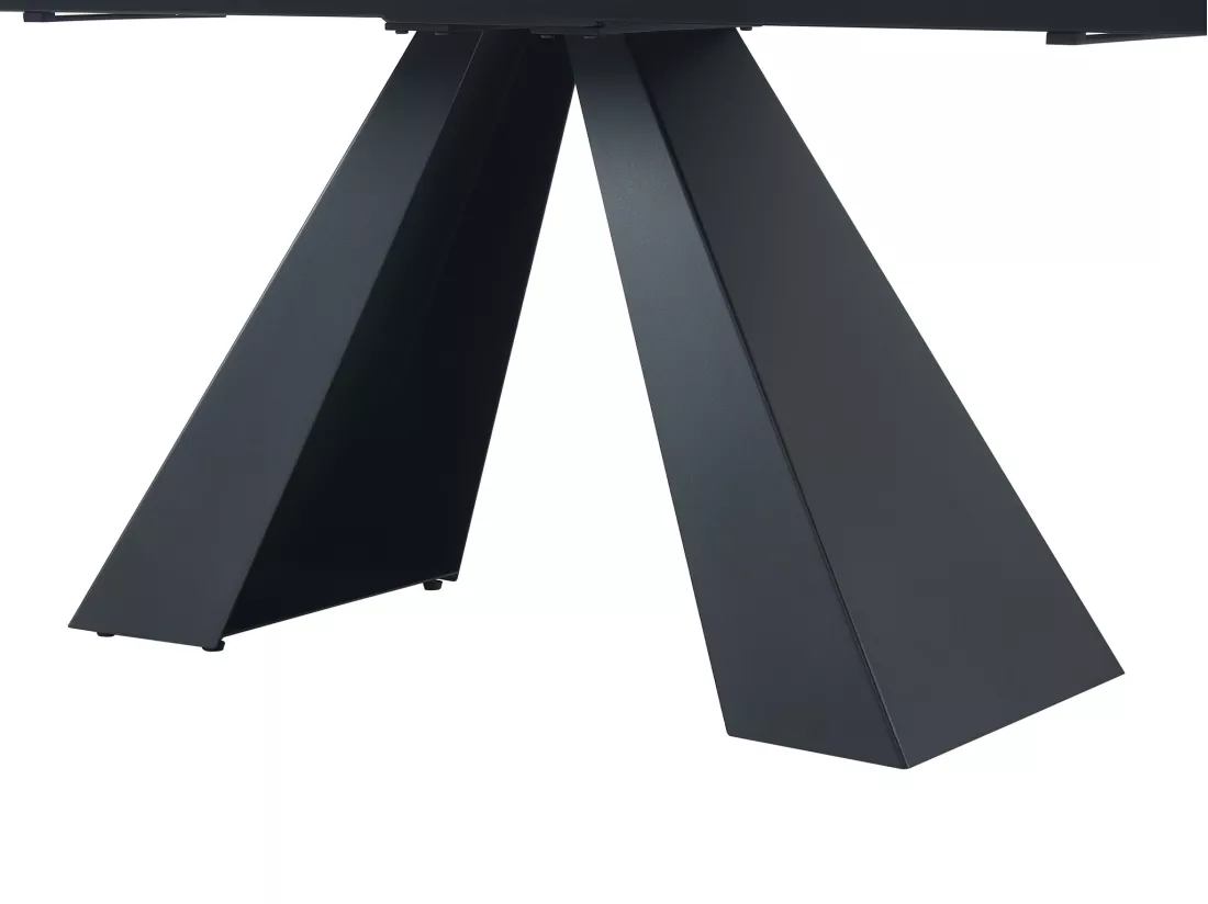 Table à manger extensible 6 à 10 personnes en verre trempé, céramique et métal - Effet marbre noir - LOZIPA de Maison Céphy