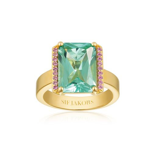 Sif Jakobs Jewellery Roccanova Altro Grande Ring, 18C Gold Plated/Pink/Turquoise, 56