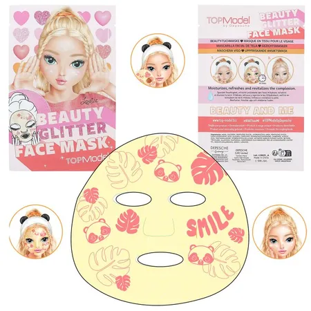 Depesche TOPModel Tuchmaske Glitzer BEAUTY and ME, 1 Stück; 3-fach sortiert