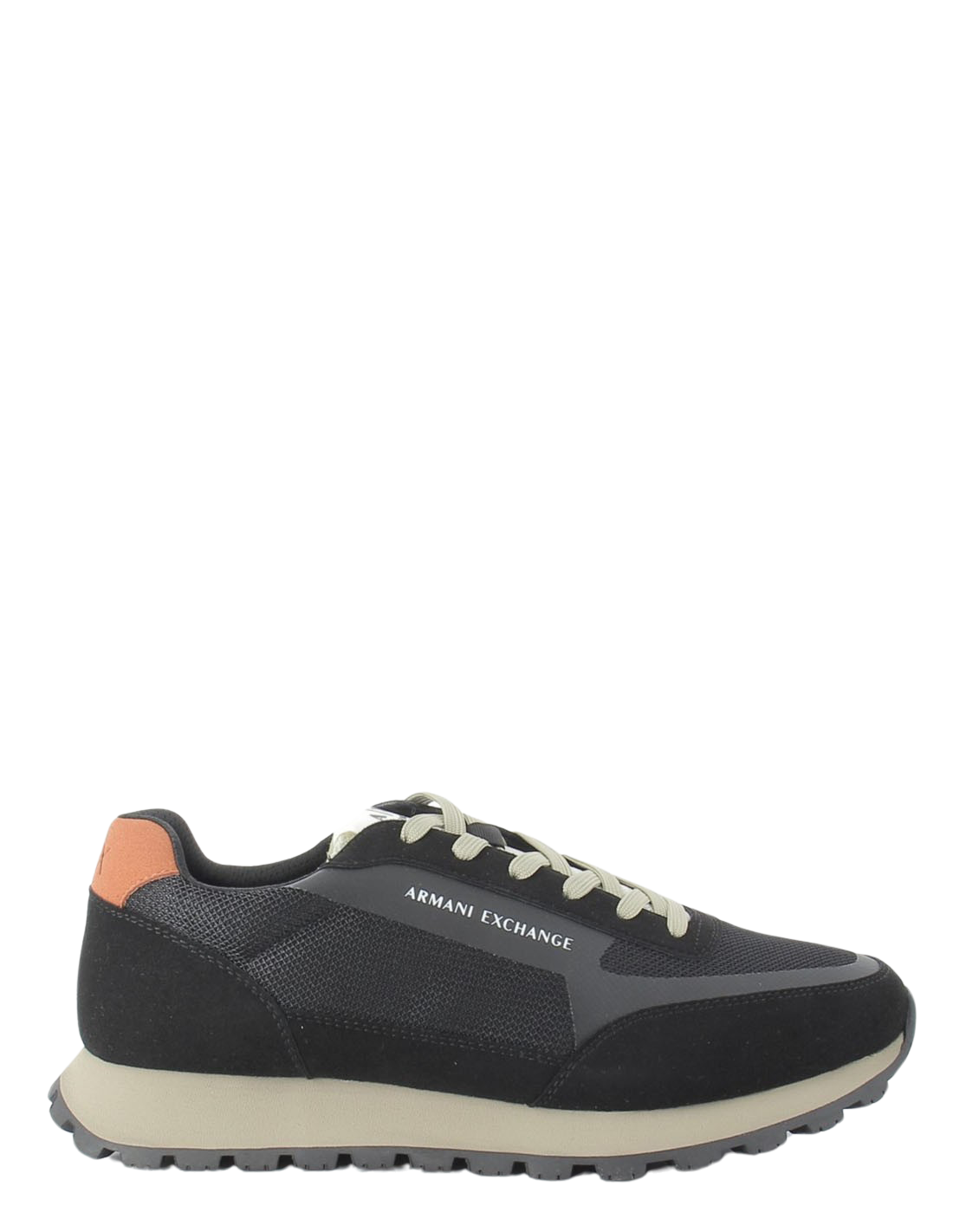 armani exchange Sneakers Homme En Cuir Noir/Orange