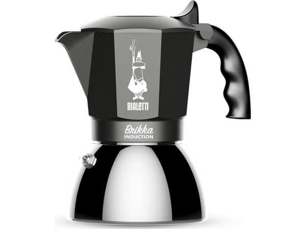 Bialetti Brikka Induction, Mokkagryte, Sort, Rustfritt stål, Aluminium, Stål, Silikon, 1 stykker