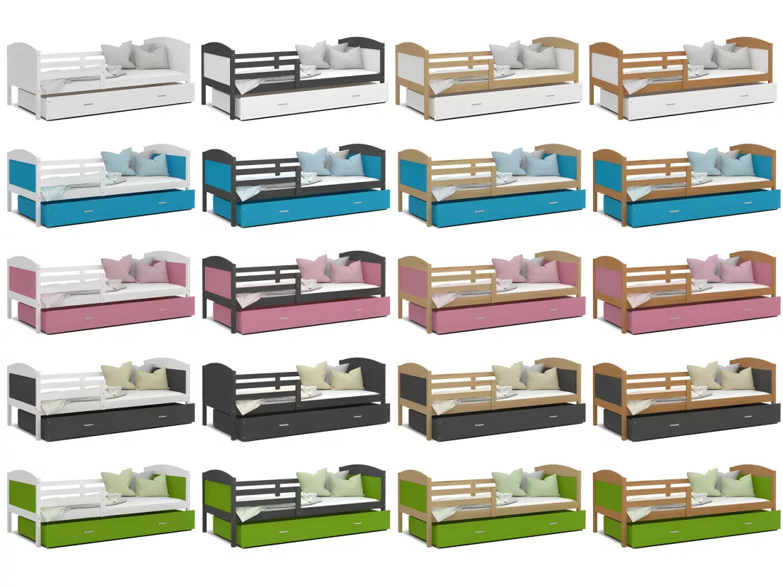 Lit Gigogne Mateo 90x190 Blanc - blanc Livré avec sommiers, tiroir et matelas en mousse de 7cm