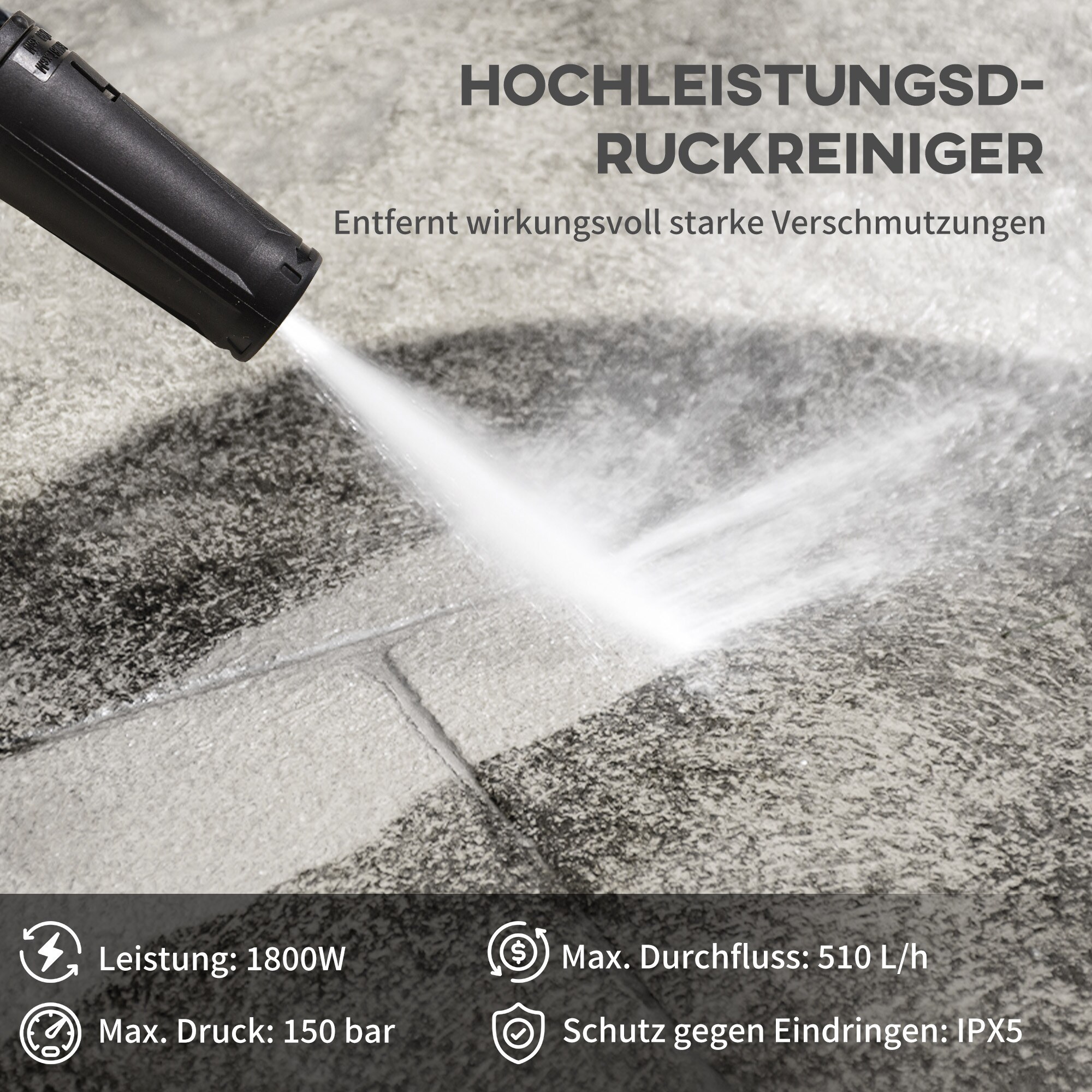 DURHAND Hochdruckreiniger mit Zubehör blau 35L x 27B x 78H cm