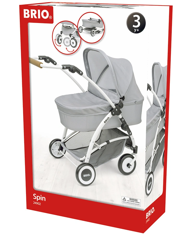 Puppenwagen SPIN mit Schwenkrädern in grau