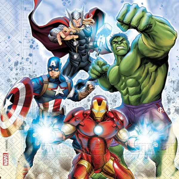 Servietter avengers 33 x 33 cm 20 stk hulk captain america thor