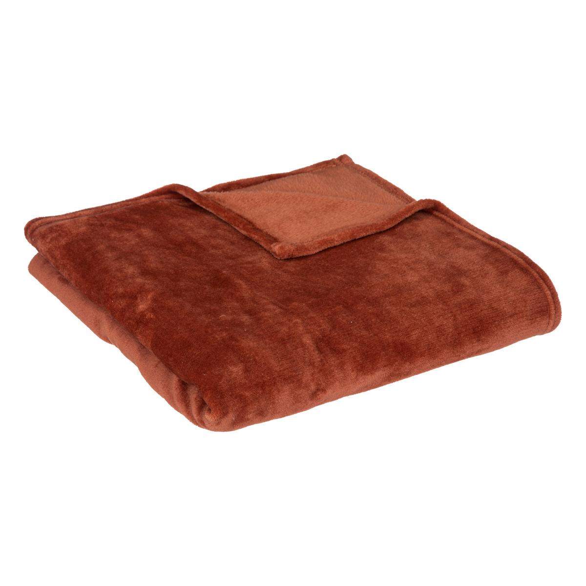 PLAID FLANEL UNI TERRACOTTA 130X180CM