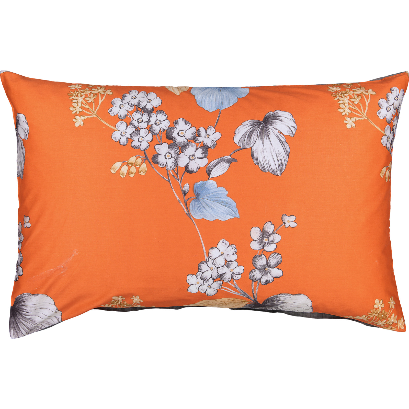 Bettwäsche orange mit Blüten und Blätter