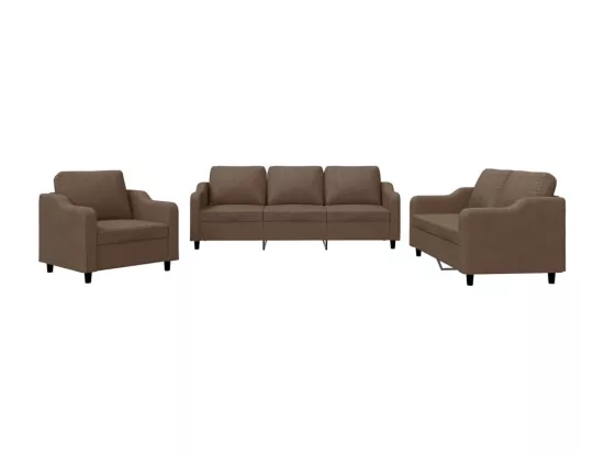 Ensemble de canapés 3 pièces avec coussins Marron Tissu