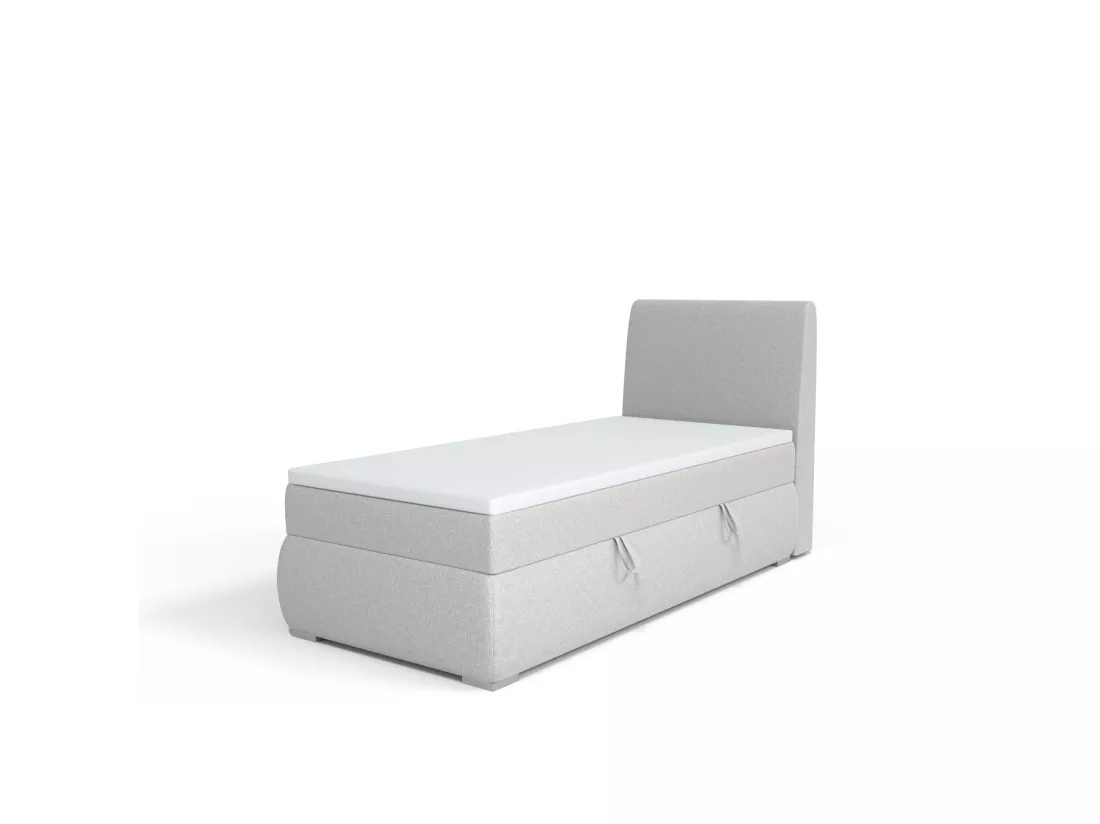 LIT BOXSPRING avec coffre de rangement Buffalo Mini côté droit 100x200 cm, Orinoco 21 (Gris clair)