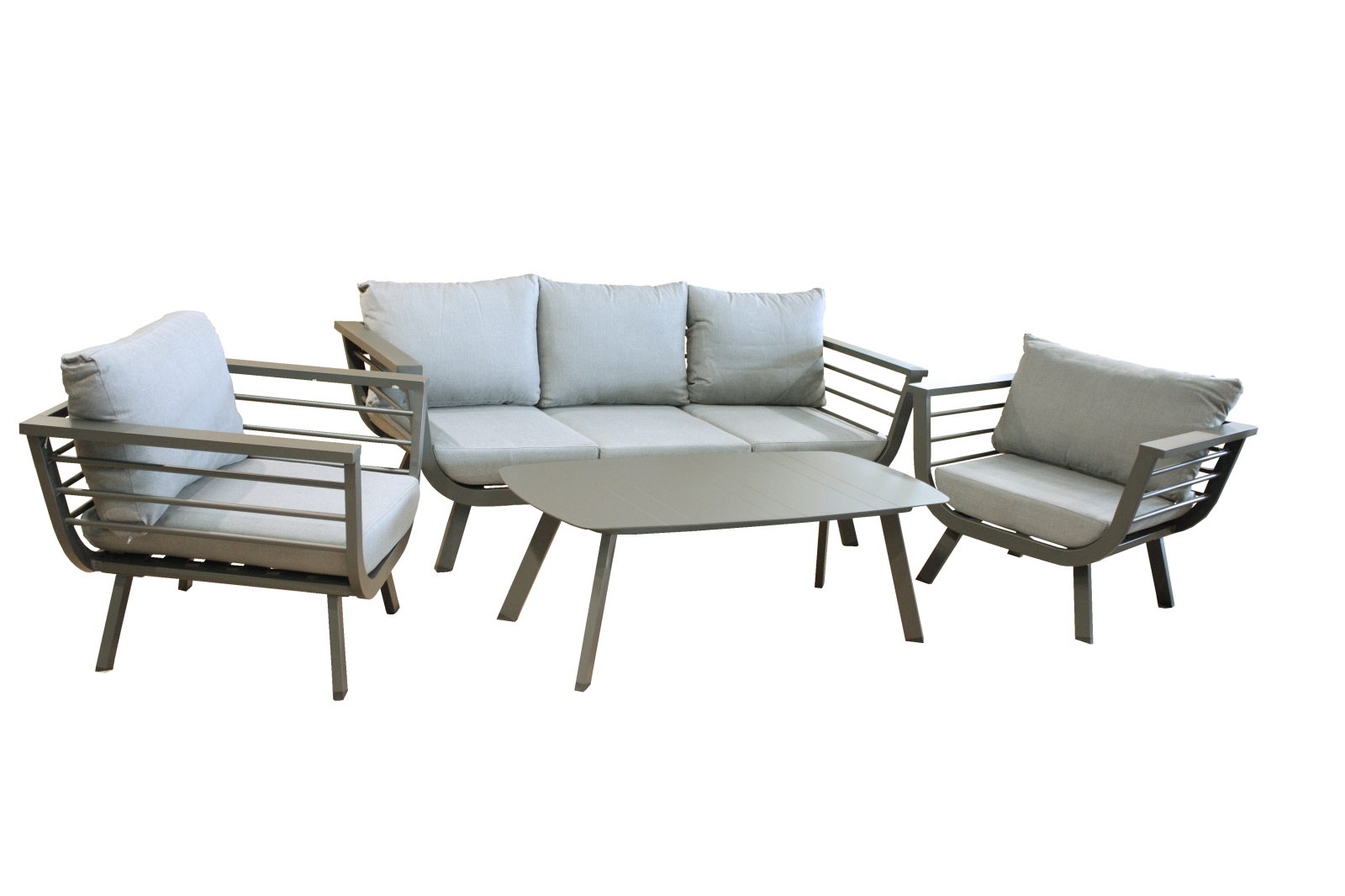 4-teilige Lounge-Gruppe ELIA - grau - Aluminium