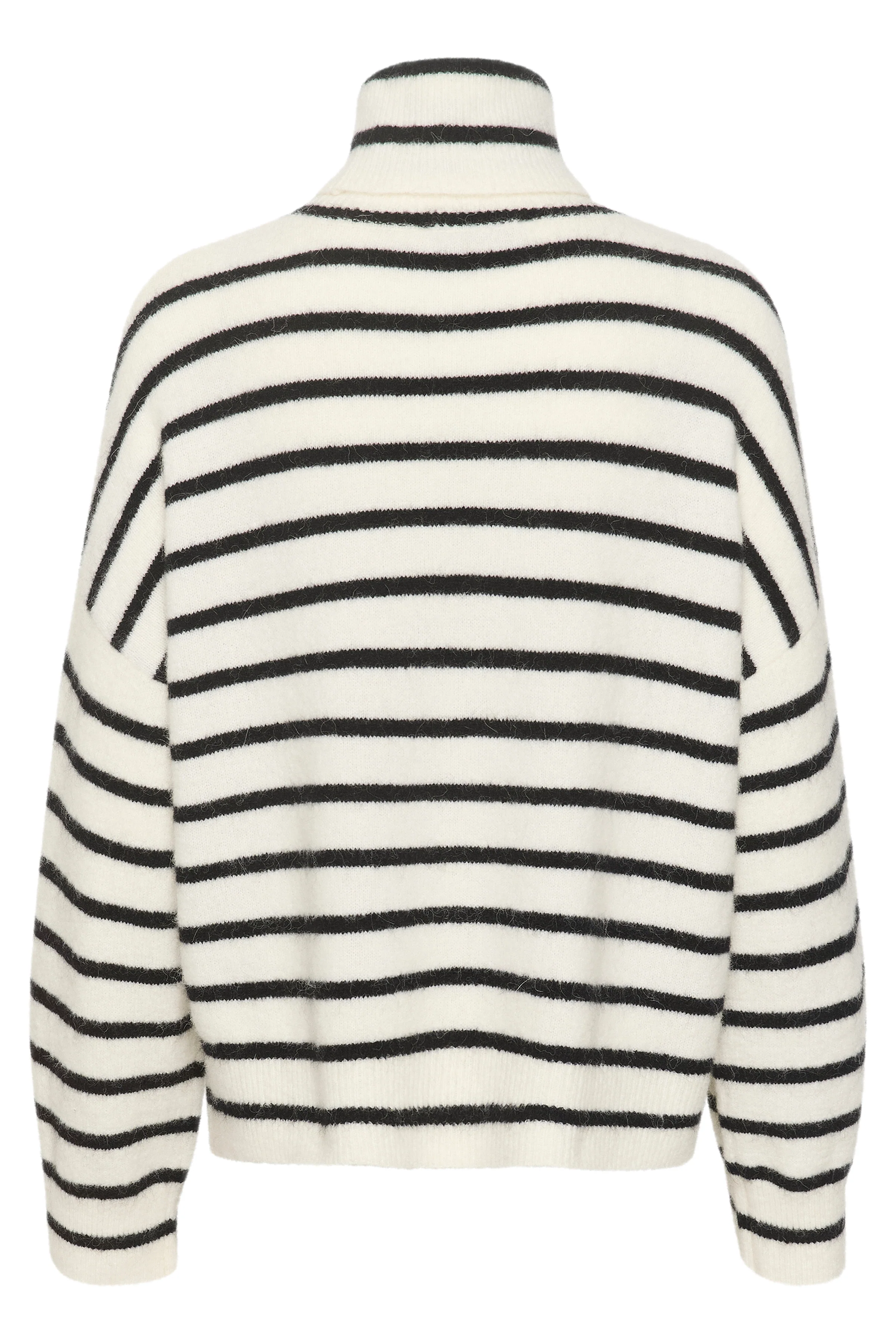 GESTUZ  AlphaGZ striped turtleneck uldstriktrøje - Ivory Black Striped