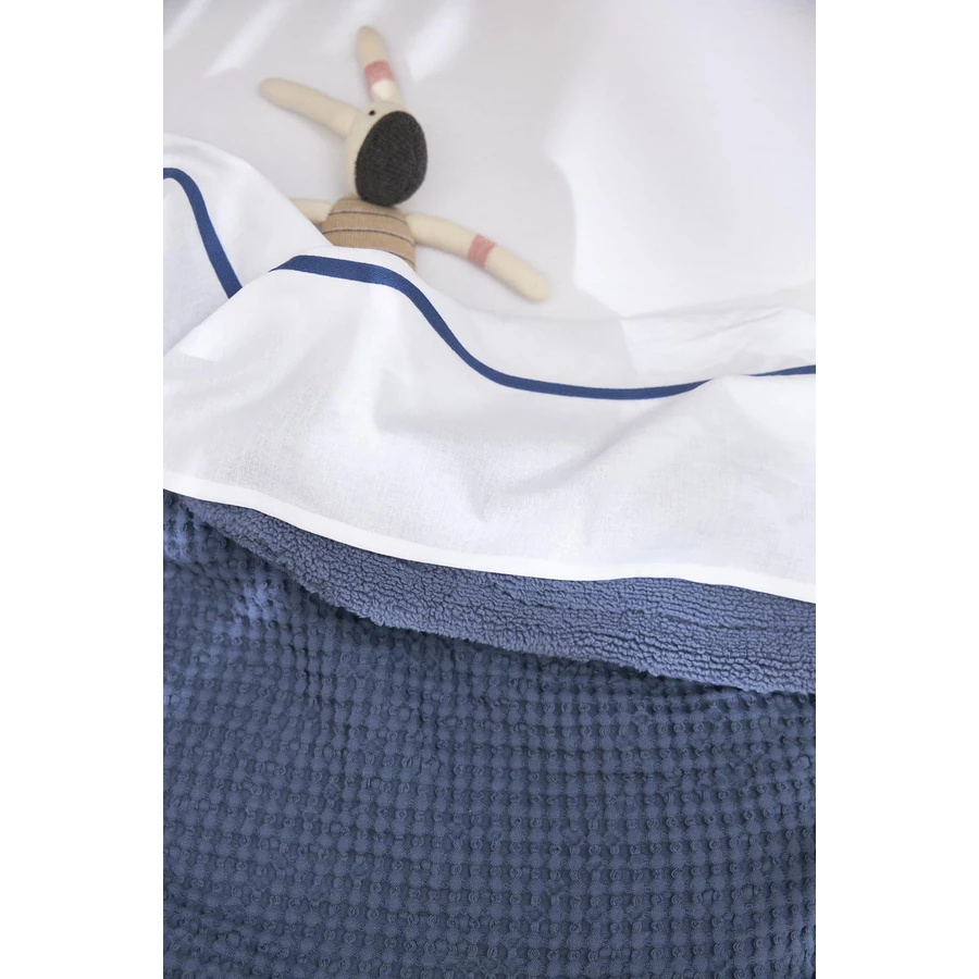 MEYCO Babydecke Waffel Teddy Indigo