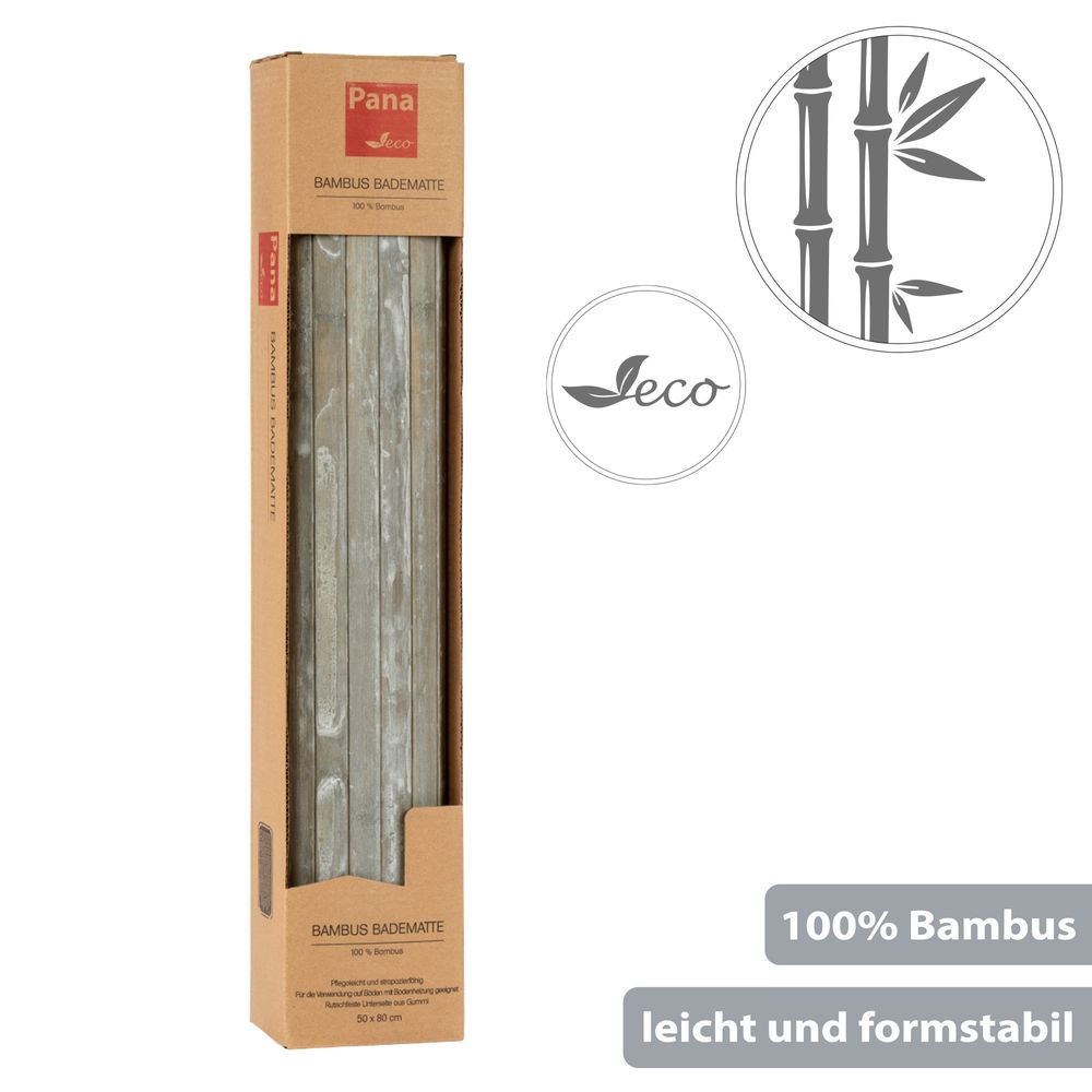 PANA® Bambus Badematte • Bambusmatte waschbar • Holz Läufer Badezimmer • Duschvorleger • 100% Bambus • Größe: 50x80cm • versch. Farben