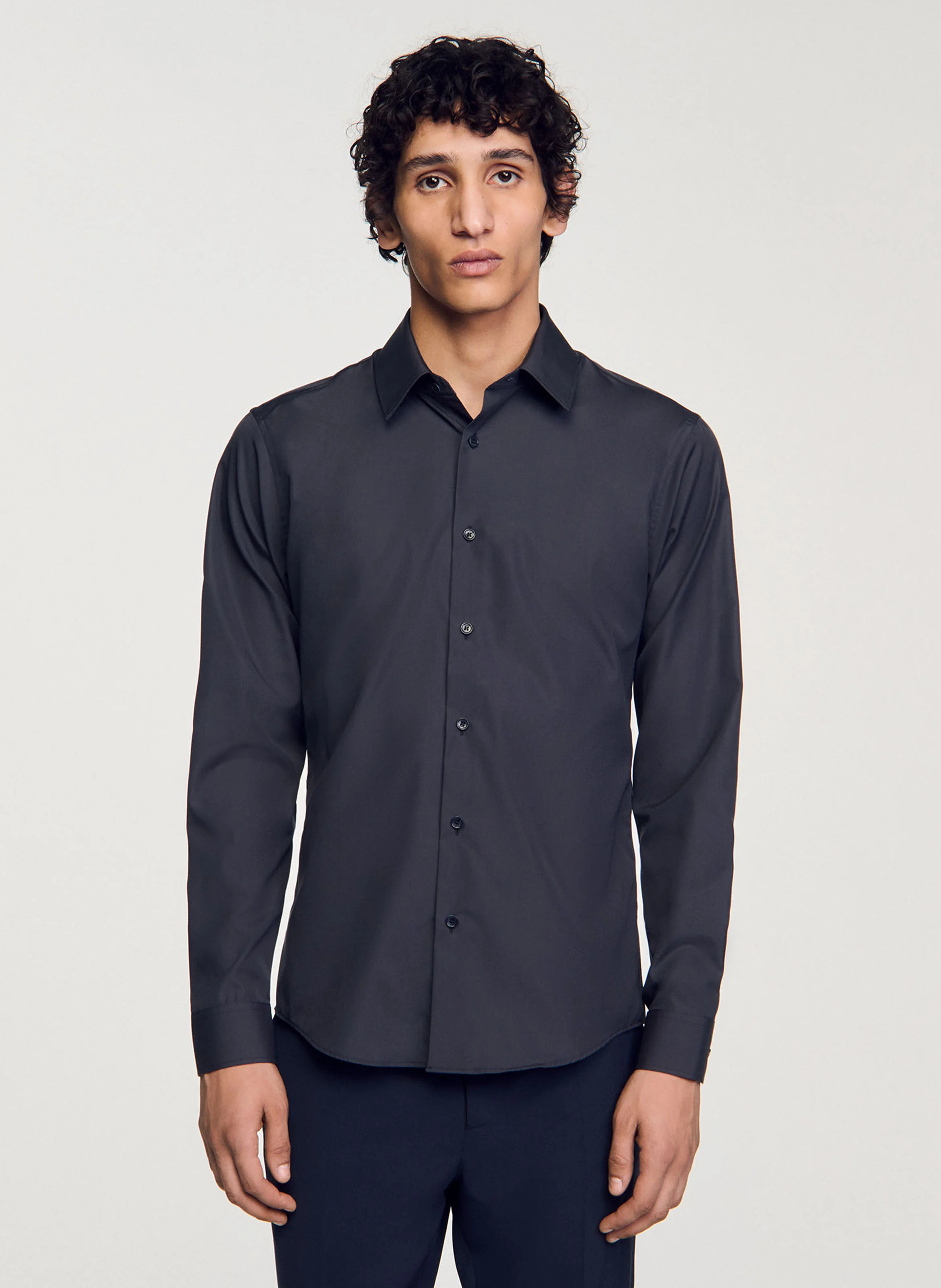 Chemise à manches longues en coton| Gris