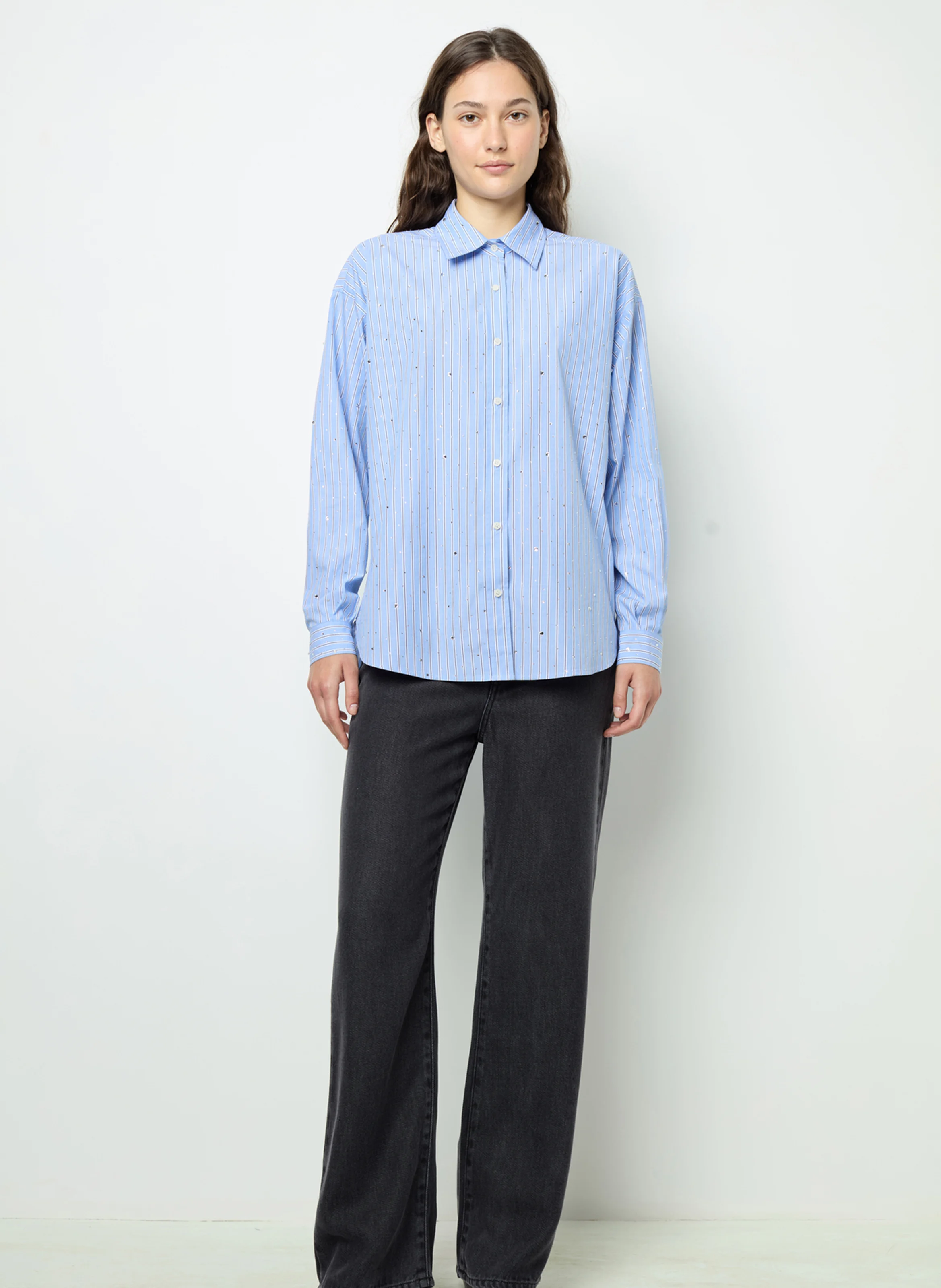 BALLIE - Chemise droite col classique en coton | Bleu