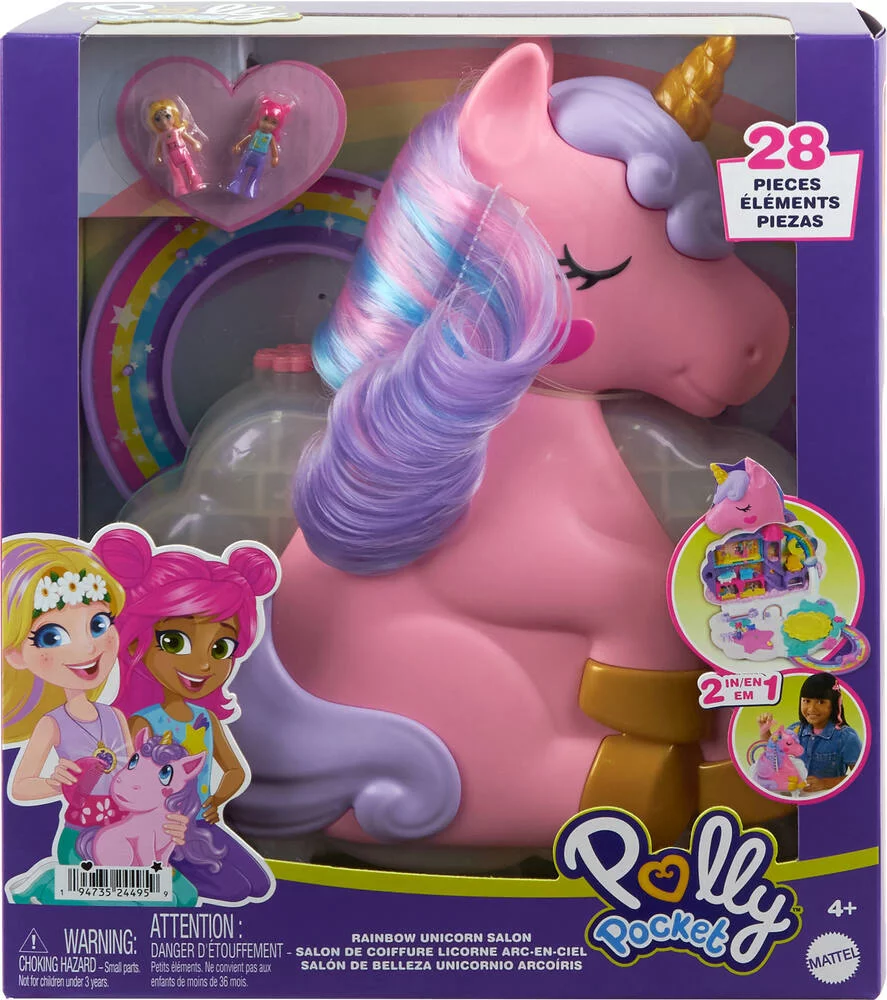 POLLY POCKET - COFFRET SALON DE COIFFURE LICORNE ARC-EN-CIEL