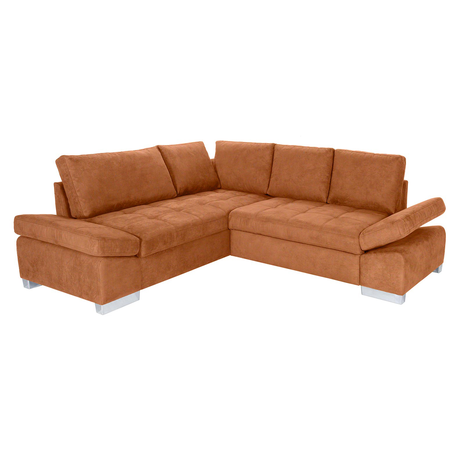 Ecksofa - cognac - Liegefunktion rechts