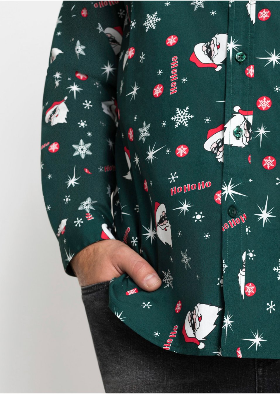 Chemise manches longues avec imprimé de Noël, Slim Fit