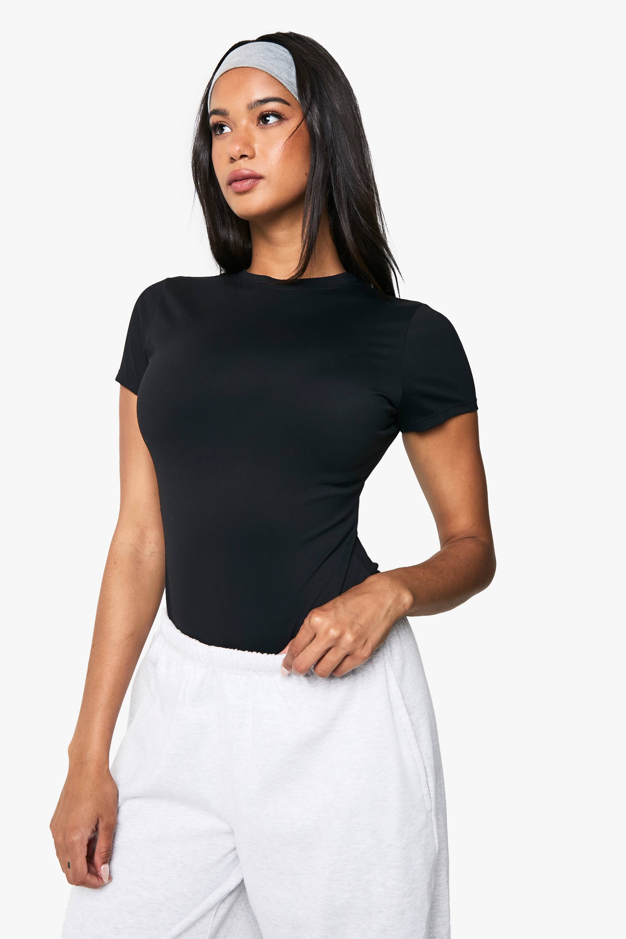 boohoo Combinaison sculptée Peached à manches courtes
